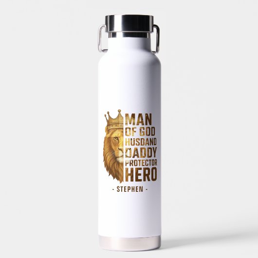 Man van God Lion Crown Design - Man, papa Waterfles (Voorkant)
