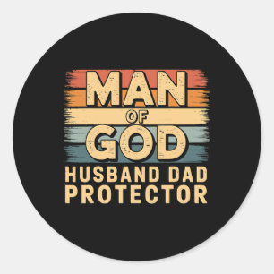 Man van God Man Vader Beschermer Vaderdag Ronde Sticker