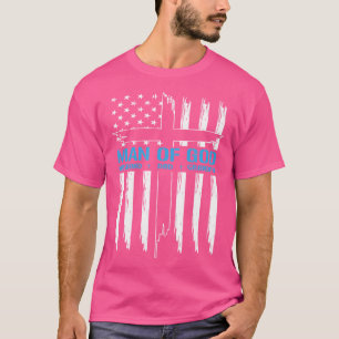 Man van God over Amerikaanse vlag Jezus Christelij T-shirt