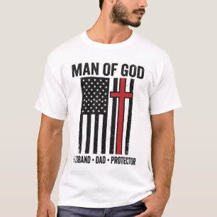 Man van God Patriottisch Kruis Christelijk T-shirt