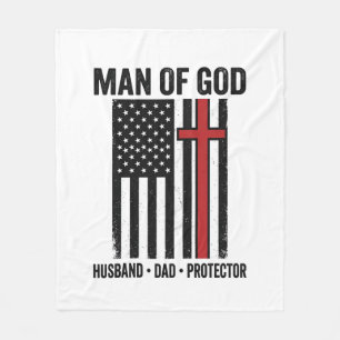 Man van God Patriottisch Kruis Christelijk T-shirt Fleece Deken