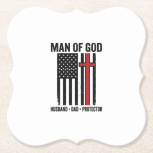 Man van God Patriottisch Kruis Christelijk T-shirt Kartonnen Onderzetters