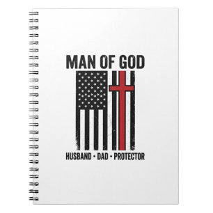 Man van God Patriottisch Kruis Christelijk T-shirt Notitieboek