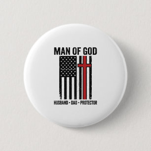 Man van God Patriottisch Kruis Christelijk T-shirt Ronde Button 5,7 Cm