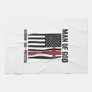Man van God Patriottisch Kruis Christelijk T-shirt Theedoek