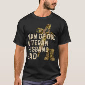 Man van God Veteran Husband Dad Christelijk Jesus  T-shirt (Voorkant)