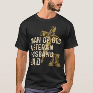Man van God Veteran Husband Dad Christelijk Jesus  T-shirt