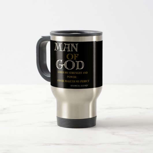 MAN VAN GODS VADERS DAG TUMBLER REISBEKER (Voorkant links)