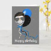 Man van het Birthday-feest op de ballon Kaart (Gele Bloem)