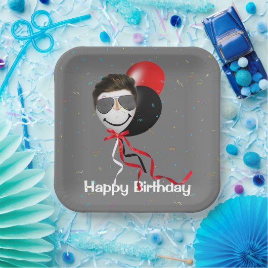 Man van het Birthday-feest op de ballon Papieren Bordje (Feest)