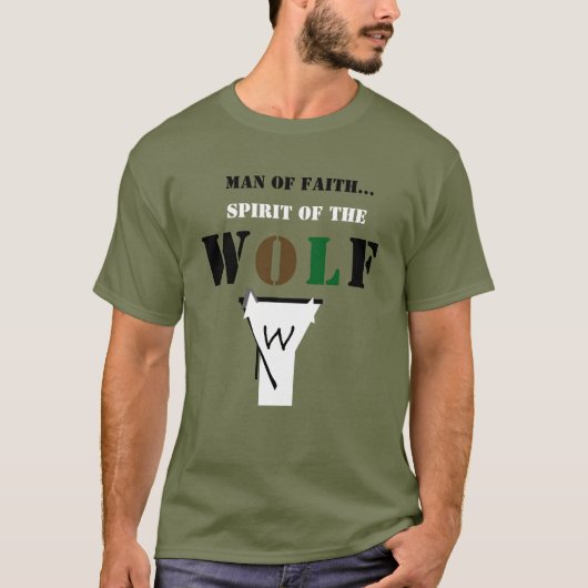 Man van het geloof ...Geest van het wolfshemd T-shirt (Voorkant)