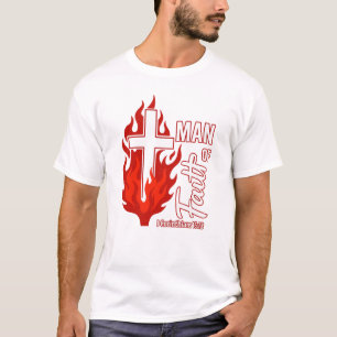 Man van het geloof rode omtrek t-shirt