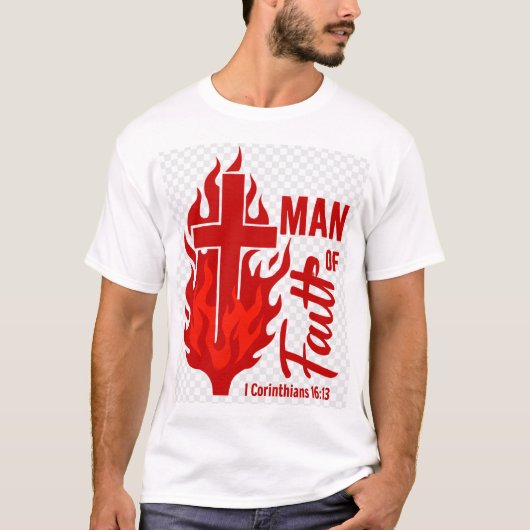Man van het geloof rood t-shirt (Voorkant)
