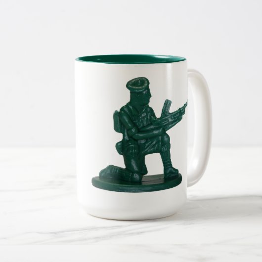 Man van het Groene Kunststofleger Tweekleurige Koffiemok (Voorkant rechts)