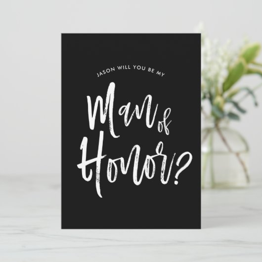 Man van Honor | Aangepaste bruiloft in Script-stij Kaart (Staand voorkant)