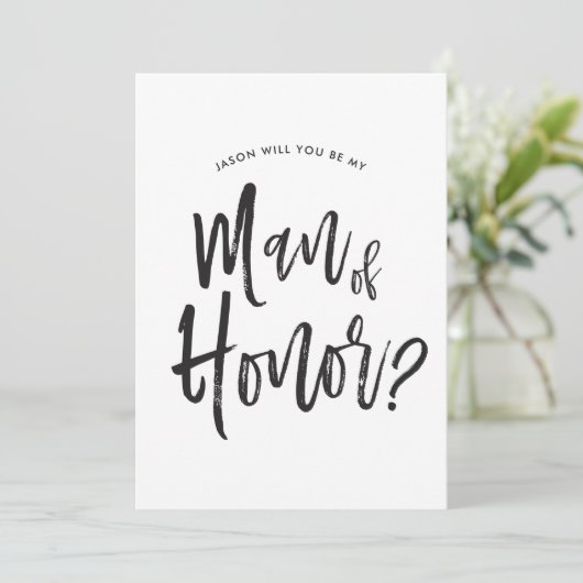 Man van Honor | Aangepaste bruiloft in Script-stij Kaart (Staand voorkant)