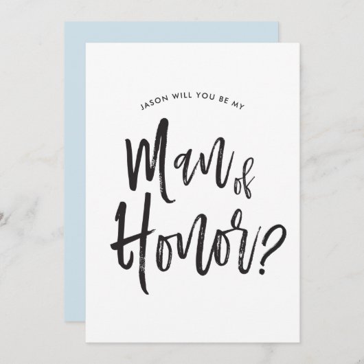 Man van Honor | Aangepaste bruiloft in Script-stij Kaart (Voorkant / Achterkant)