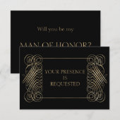 Man van Honor Groom's Voorstel Note Kaart (Voorkant / Achterkant)