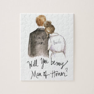 Man van Honor? Puzzle Br Bun Bride Dk Bl Man Legpuzzel