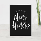 Man van Honor | Script Style Custom Black Wedding Kaart (Voorkant)