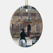 Man van koloniaal Williamsburg op paarden Keramisch Ornament (Rechts)