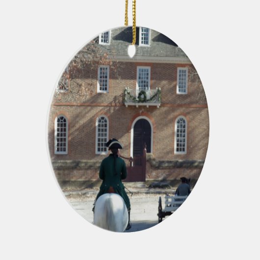 Man van koloniaal Williamsburg op paarden Keramisch Ornament (Rechts)