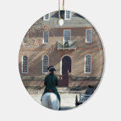 Man van koloniaal Williamsburg op paarden Keramisch Ornament (Links)