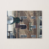 Man van koloniaal Williamsburg op paarden Legpuzzel (Horizontaal)