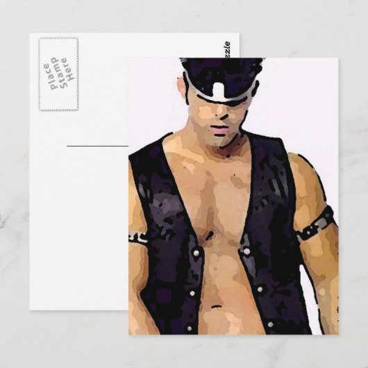 Man van leder briefkaart (Voorkant / Achterkant)