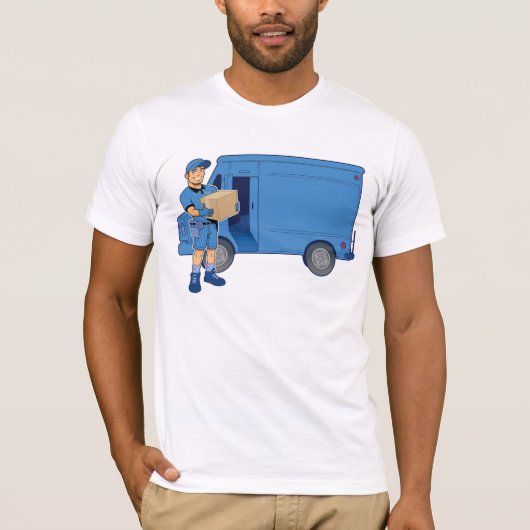 Man van levering en bestelwagen t-shirt (Voorkant)