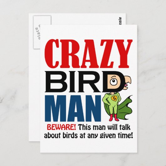 Man van luie vogel briefkaart (Voorkant / Achterkant)