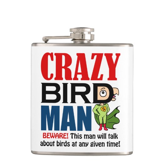 Man van luie vogel heupfles (Voorkant)