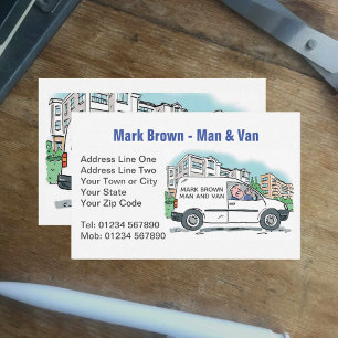Man & Van met naam op Bedrijf Van Visitekaartje