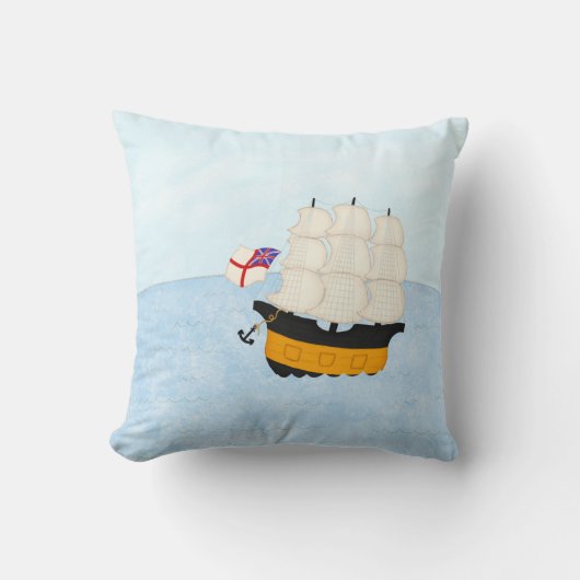 Man van oorlog in Zee Nautical Sailing Adventure Kussen (Voorkant)