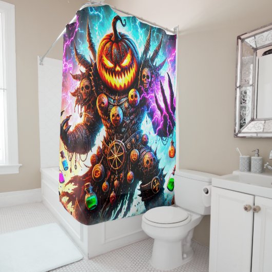 Man van pompoen douchegordijn (In situ)