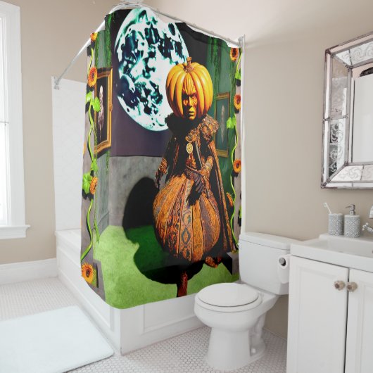 Man van pompoen douchegordijn (In situ)