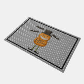 Man van pompoen - Happy Halloween - Gray Polka Dot Deurmat (Schuin)