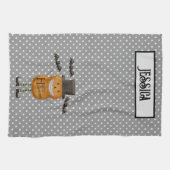 Man van pompoen - Happy Halloween - Gray Polka Dot Theedoek (Horizontaal)