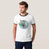man van surfer skull dog t-shirt (Voorkant volledig)