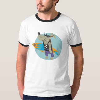 man van surfer skull dog t-shirt