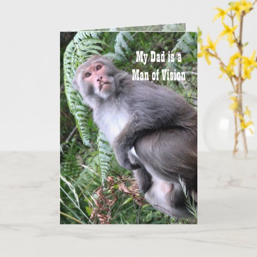 Man van Vision l Funny Monkey Kaart voor Vader / H (Gele Bloem)