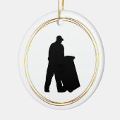 Man van vuilnis Dag Silhouette kerstversiering Keramisch Ornament (Links)
