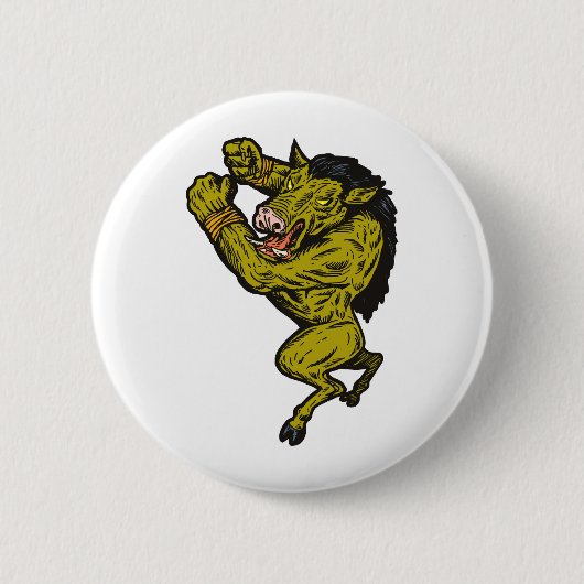 man van wilde zwijnen ronde button 5,7 cm (Voorkant)