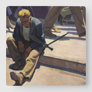 Man vergeten, 1934 door Maynard Dixon Vierkante Klok