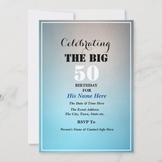 Man verjaardag viering Big Number Blue Kaart (Voorkant)