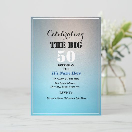 Man verjaardag viering Big Number Blue Kaart (Staand voorkant)