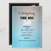 Man verjaardag viering Big Number Blue Kaart (Voorkant / Achterkant)