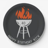 Man Verjaardagsfeest, Bacon, BBQ Papieren Bordje (Voorkant)