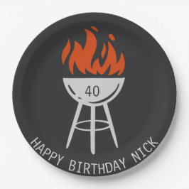 Man Verjaardagsfeest, Bacon, BBQ Papieren Bordje