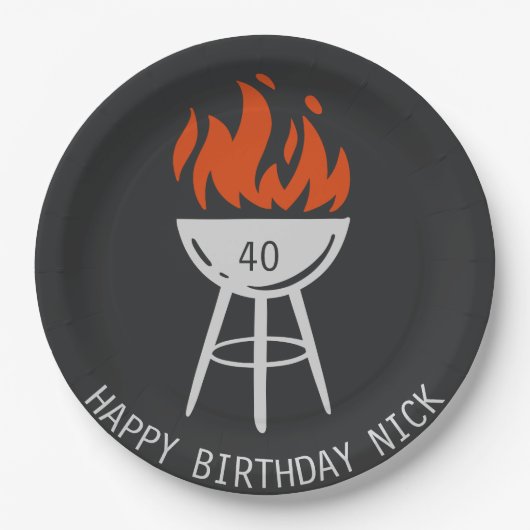 Man Verjaardagsfeest, Bacon, BBQ Papieren Bordje (Voorkant)